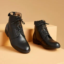 Boots à Lacets Chaudes équitation Adulte 500 WARM Noir