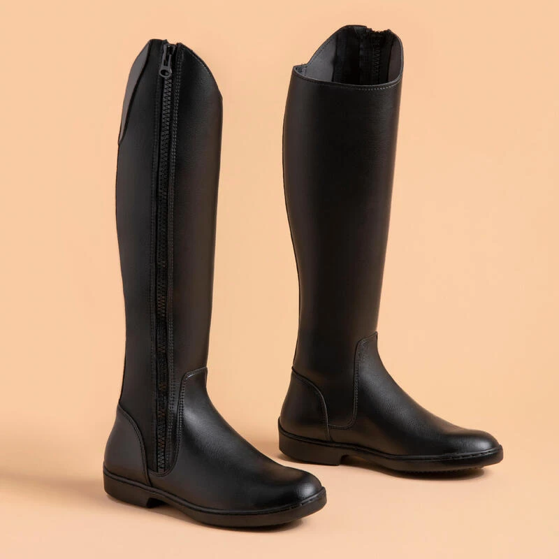 Bottes équitation Adulte 500 Synthétique Noir