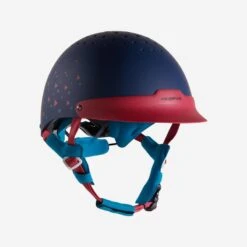 Casque équitation 120 Marine/rose