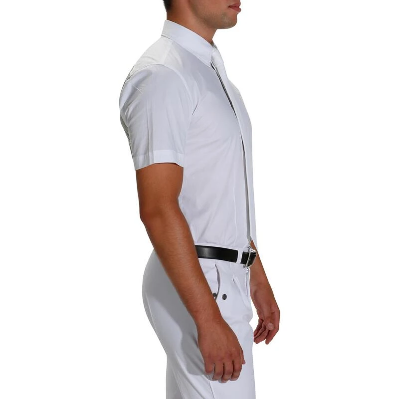 Chemise De Concours Manches Courtes équitation Homme Bi-matière Blanc Et Gris – Image 3