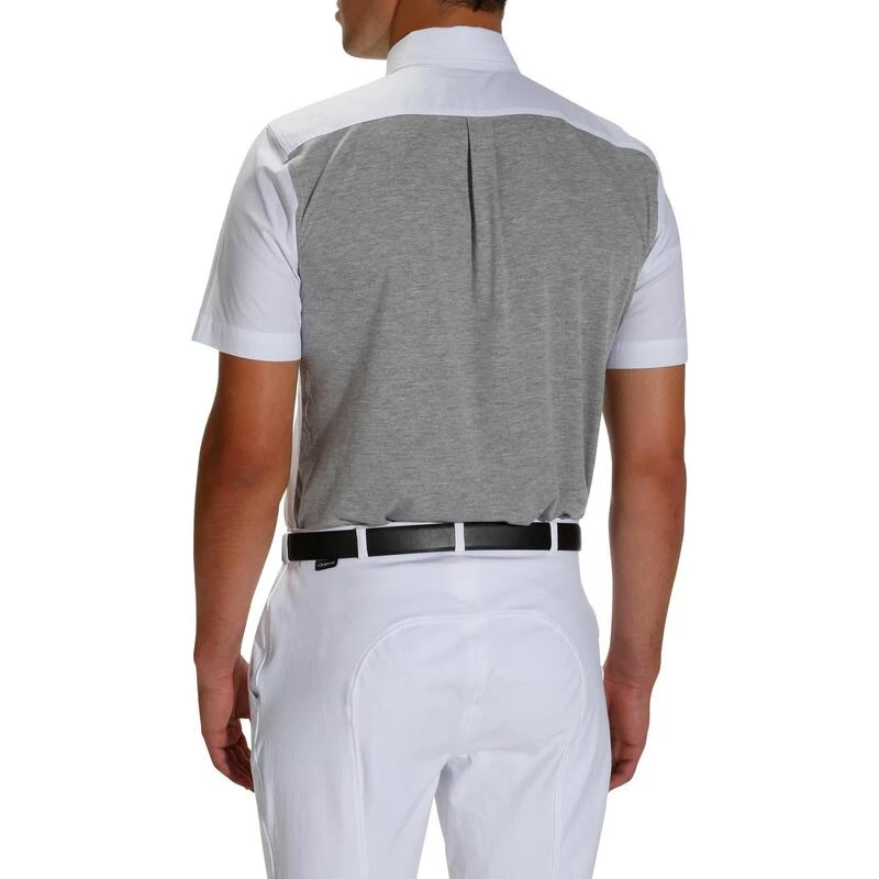 Chemise De Concours Manches Courtes équitation Homme Bi-matière Blanc Et Gris – Image 4
