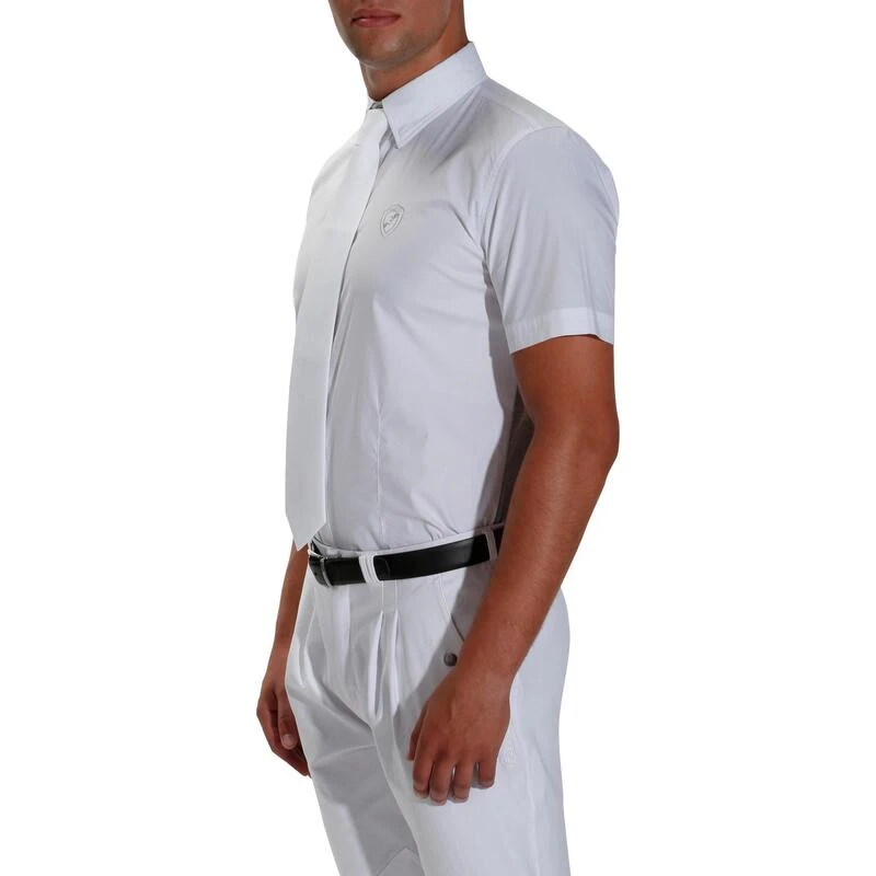 Chemise De Concours Manches Courtes équitation Homme Bi-matière Blanc Et Gris – Image 5