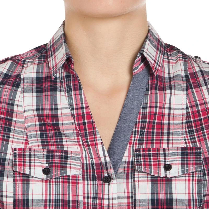 Chemise Manches Longues à Carreaux équitation Femme SENTIER Rose Et Blanc – Image 7