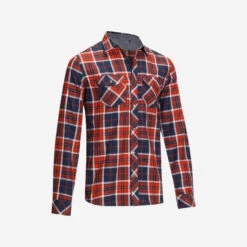 Chemise Manches Longues à Carreaux équitation Homme SENTIER Marine Et Rouge