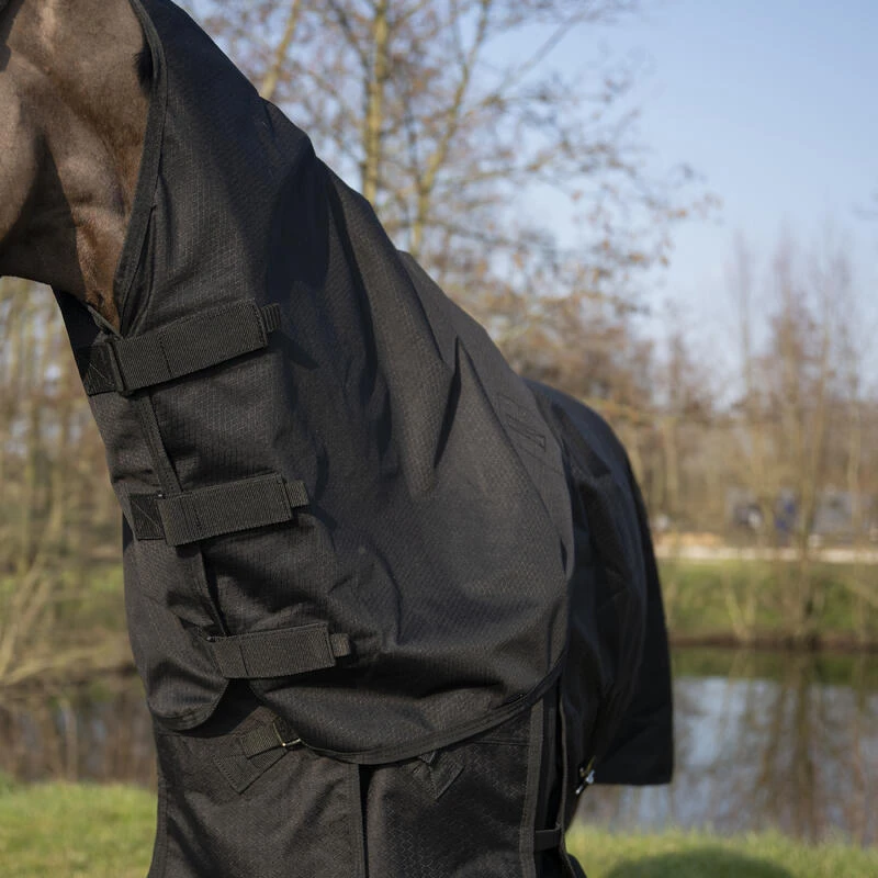 Couvre-cou équitation Imperméable Cheval - Allweather Light Noir – Image 4