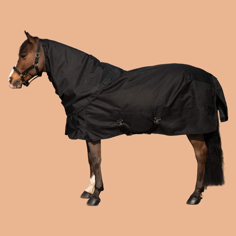 Couvre-cou équitation Imperméable Cheval - Allweather Light Noir – Image 7