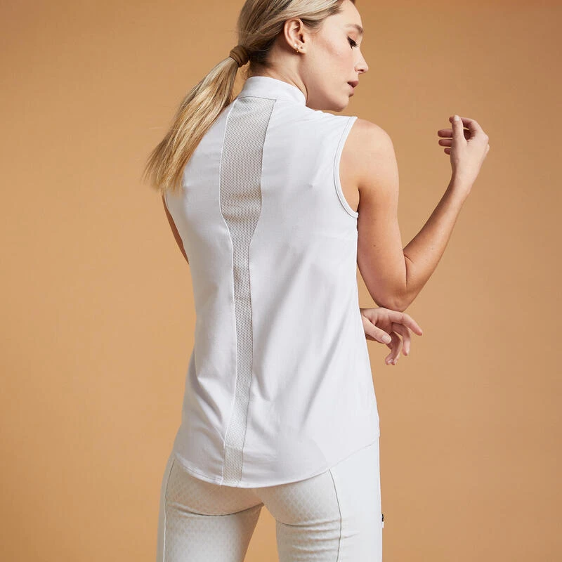 Débardeur De Concours équitation Léger Femme - 500 Blanc – Image 4