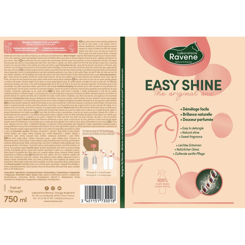 Démêlant Lustrant Cheval Et Poney - Easyshine 750 Ml – Image 2