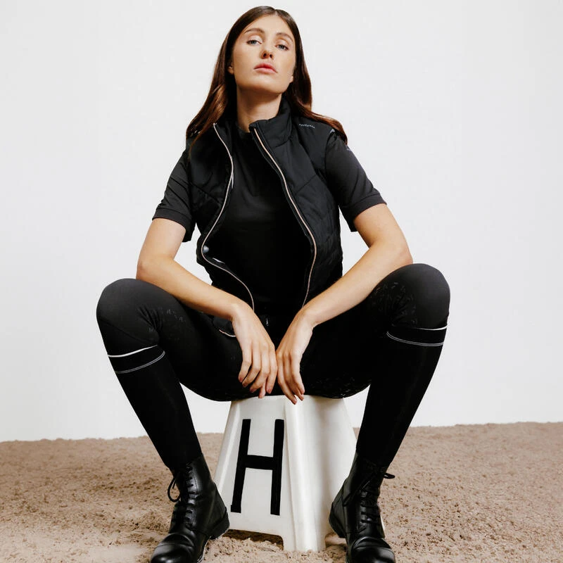 Doudoune équitation Sans Manches Zip Rose Gold Femme - 500 Noire – Image 2