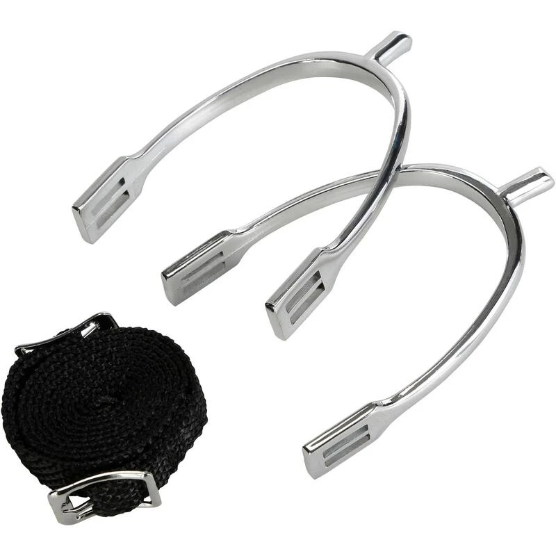 Éperons équitation Enfant Bout Carré + Lanières - 15 Mm – Image 2