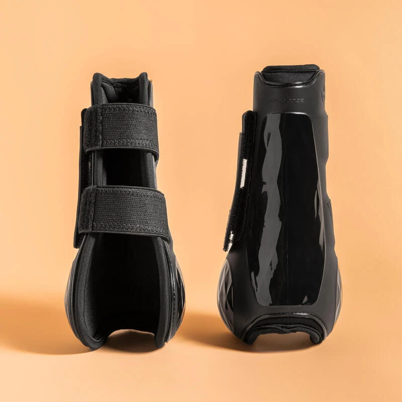 Guêtres équitation Ouvertes Cheval Et Poney - 500 Jump Noires X2 – Image 2