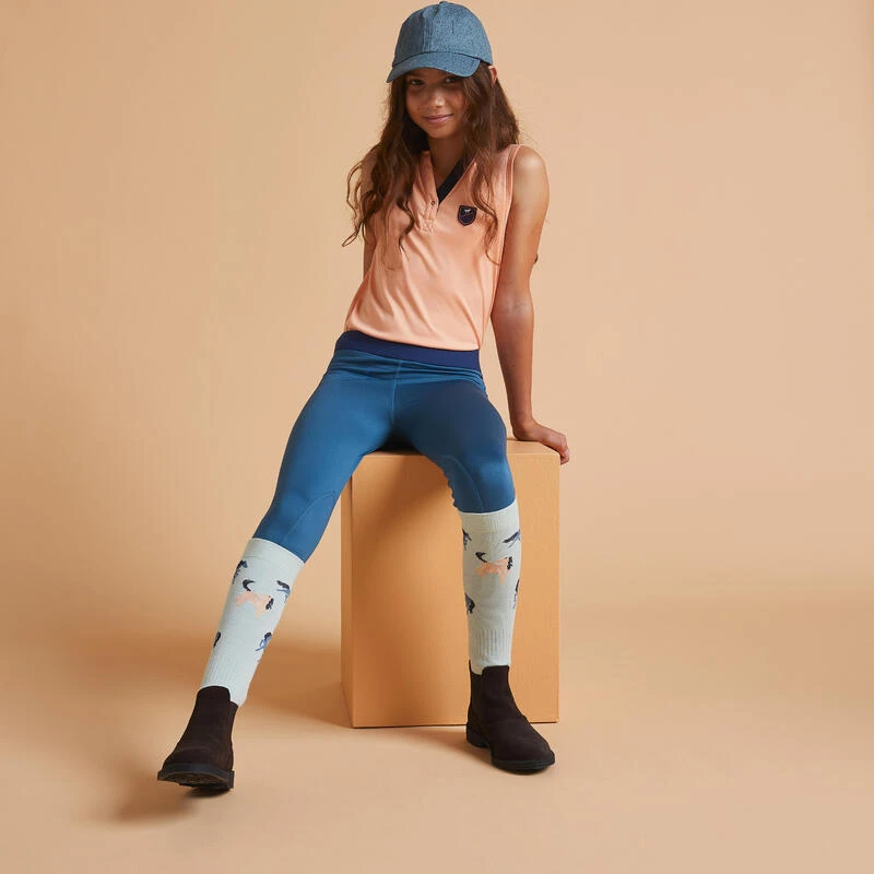 Legging équitation Léger Enfant - 100 Bleu Tempête – Image 2