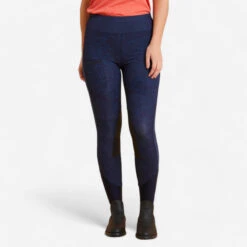 Legging équitation Léger Femme - 100 Bleu Print