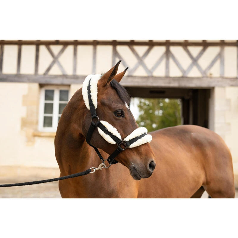 Licol équitation Mouton Synthétique Poney - Noir Et Beige – Image 2