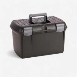 Mallette De Pansage équitation 500 Noir Et Gris