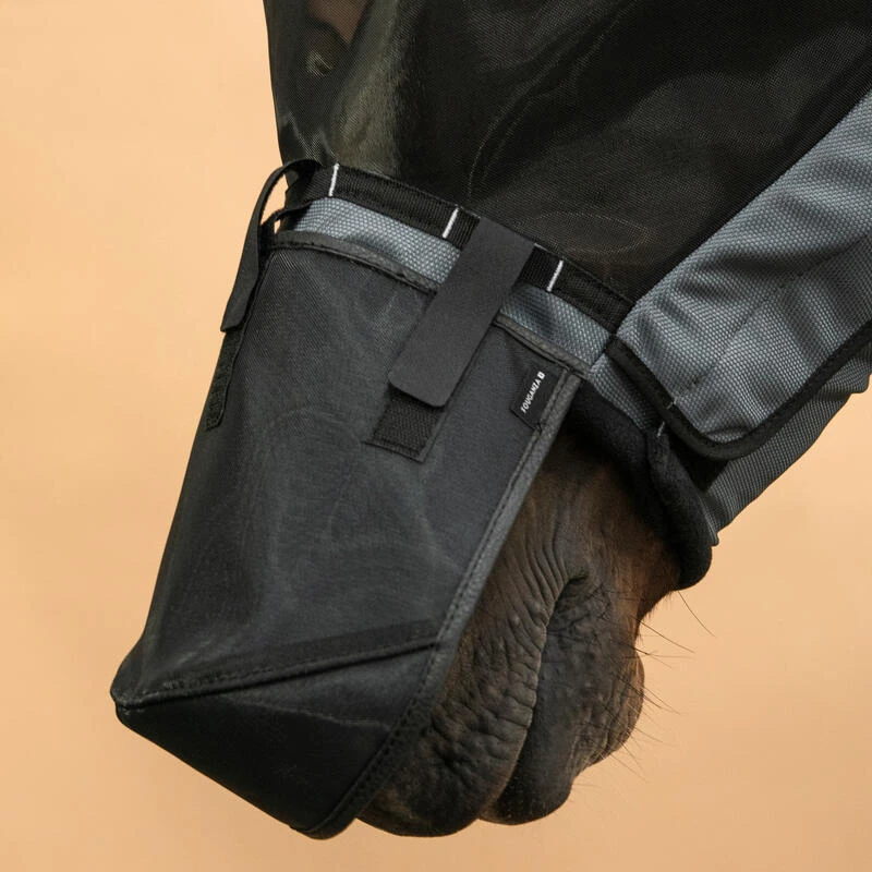 Masque Anti-mouche équitation Avec Arceau Cheval Et Poney - Gris Asphalte – Image 5