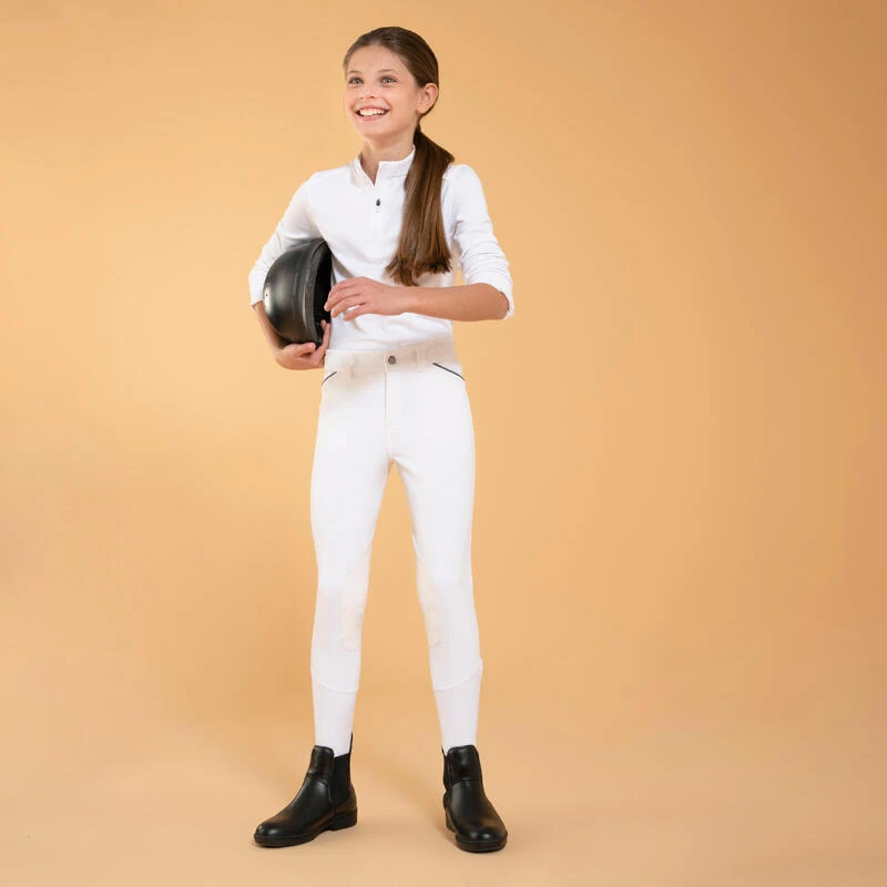 Pantalon De Concours équitation Basanes Agrippantes Enfant - 500 Blanc – Image 2