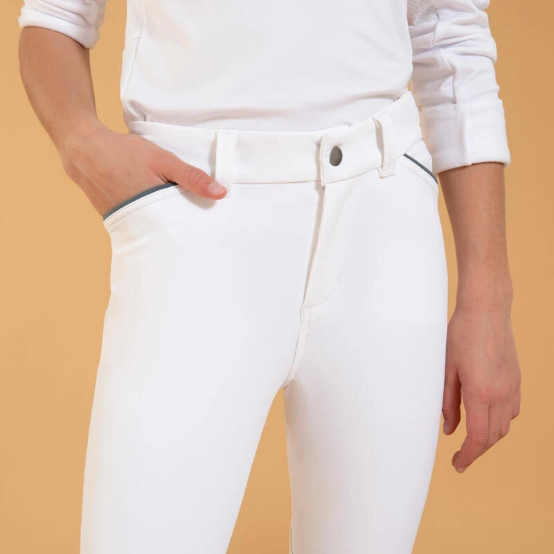 Pantalon De Concours équitation Basanes Agrippantes Enfant - 500 Blanc – Image 3