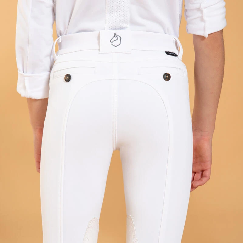 Pantalon De Concours équitation Basanes Agrippantes Enfant - 500 Blanc – Image 4