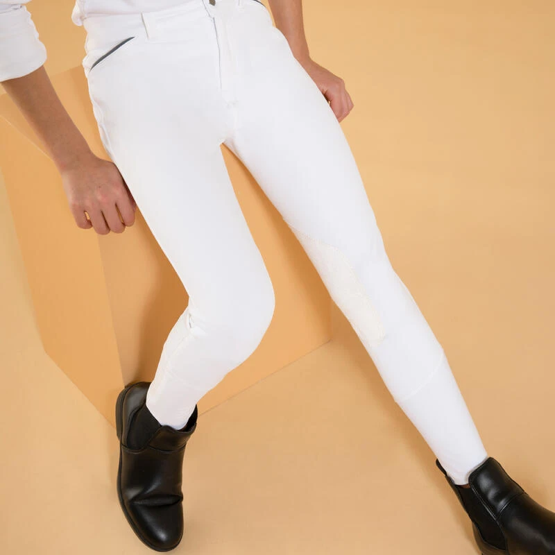 Pantalon De Concours équitation Basanes Agrippantes Enfant - 500 Blanc – Image 5