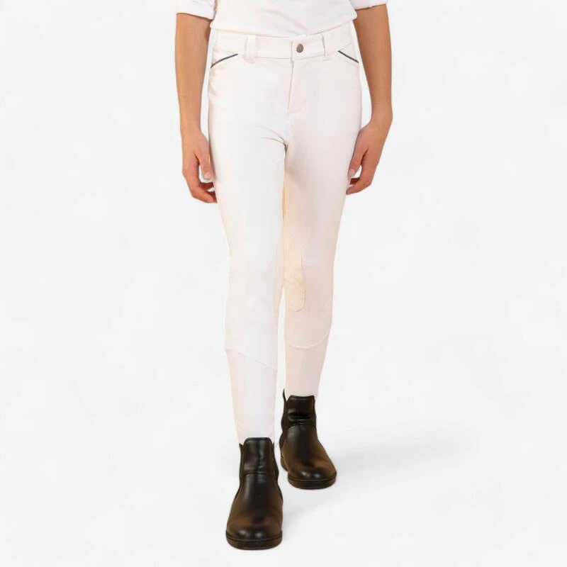 Pantalon De Concours équitation Basanes Agrippantes Enfant - 500 Blanc