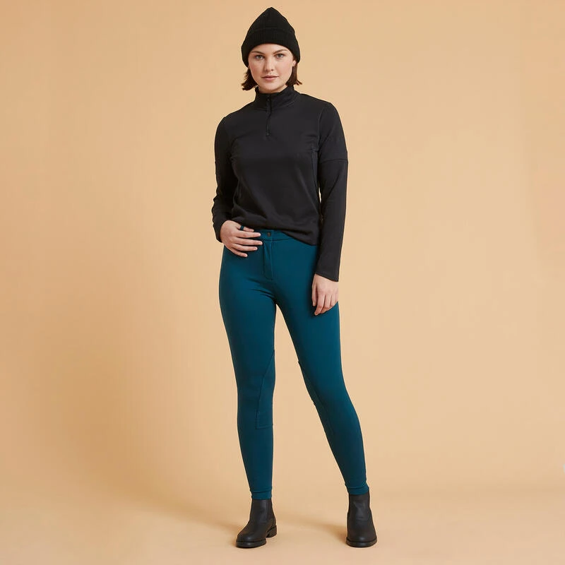 Pantalon équitation Chaud Femme - 100 Bleu Pétrole – Image 2