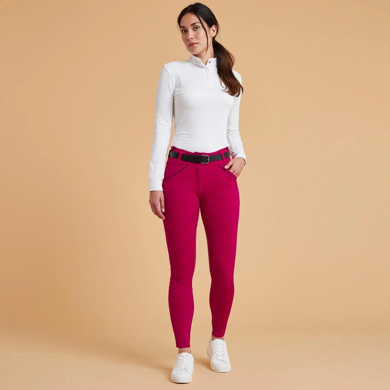 Pantalon équitation Classic Grip Femme - 900 Rose Cardinal – Image 2