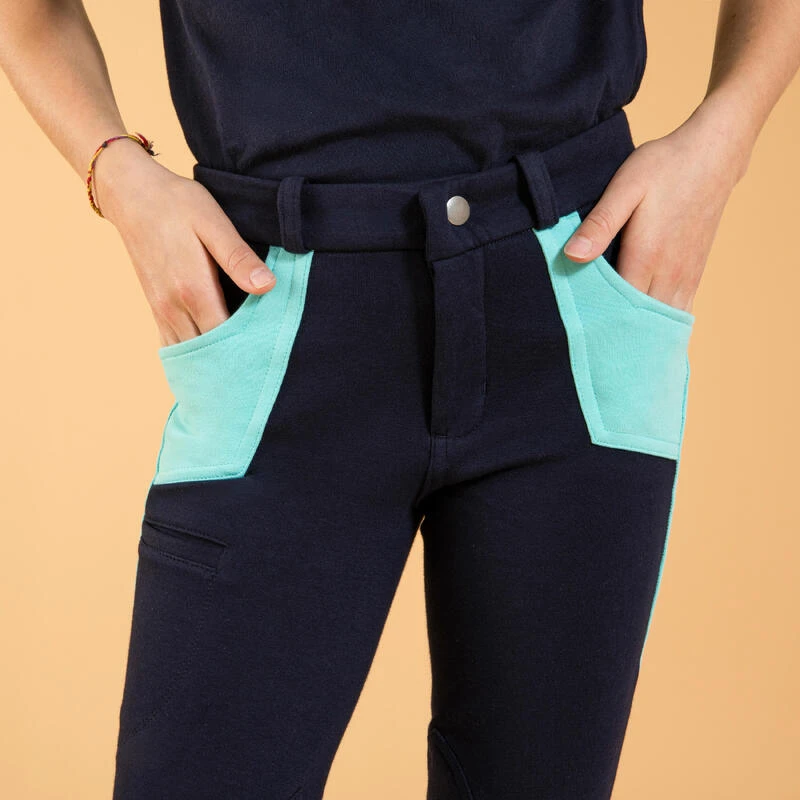 Pantalon équitation Enfant - 120 Marine Et Turquoise – Image 3