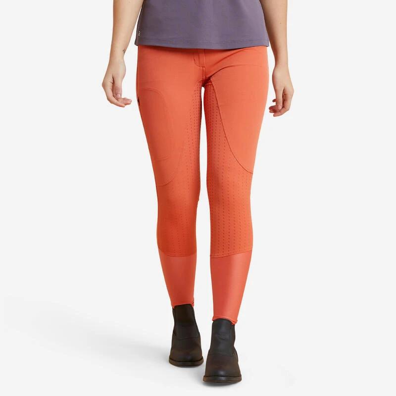 Pantalon équitation Léger Fullgrip Femme - 580 Terracotta