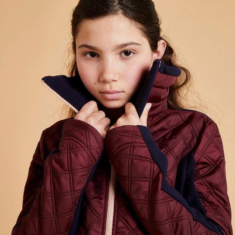 Polaire équitation Bi-matière Chaude Enfant - 500 Bordeaux Et Marine – Image 3