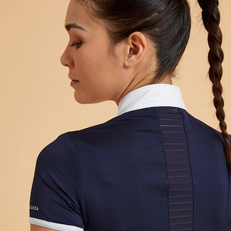 Polo De Concours équitation Manches Courtes Femme - 500 Marine – Image 5