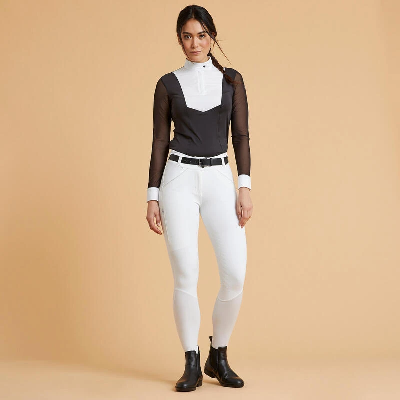 Polo De Concours équitation Manches Longues Femme - 900 Noir – Image 2