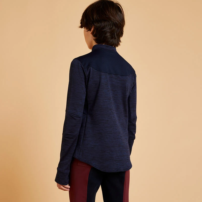 Polo D'équitation Manches Longues Chaud Enfant - 500 Marine – Image 4