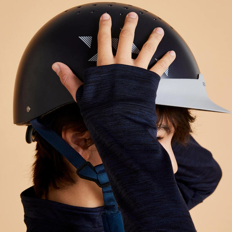 Polo D'équitation Manches Longues Chaud Enfant - 500 Marine – Image 7