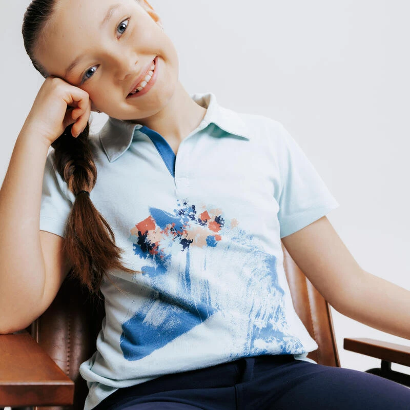 Polo équitation Manches Courtes Enfant - 100 Vert D'eau – Image 4