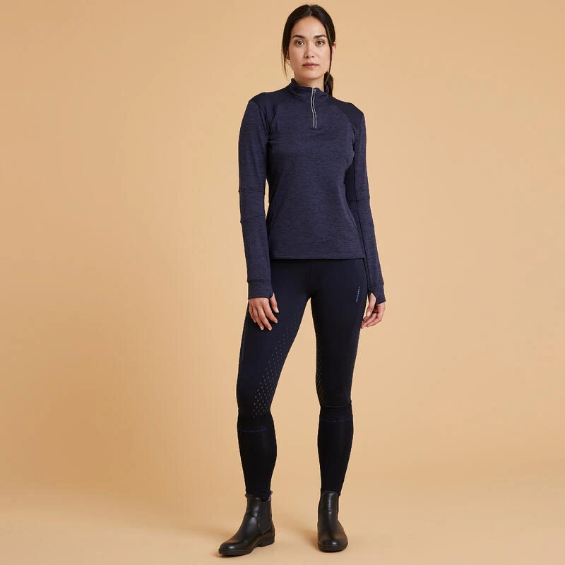Polo équitation Manches Longues Chaud Femme - 500 Marine – Image 2
