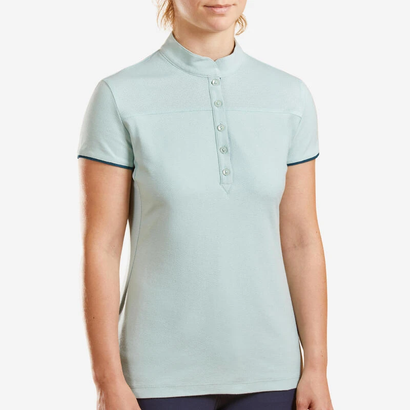 Polo Manches Courtes équitation Femme 500 Vert