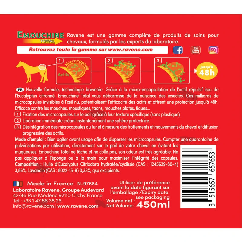 Répulsif Anti-insecte équitation Cheval Et Poney - Emouchine Total 450 Ml – Image 3