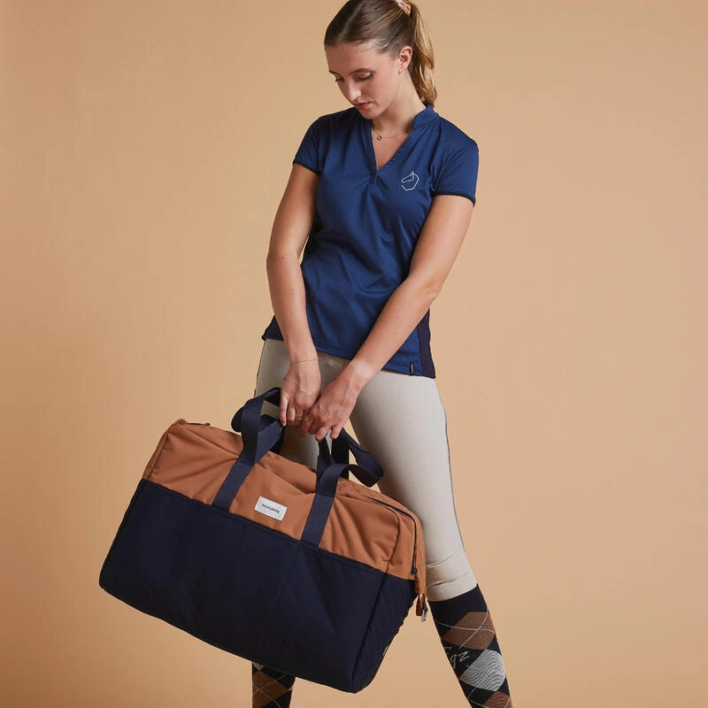 Sac De Transport Matériel équitation - DUFFLE 65 L Marron Et Bleu. – Image 2