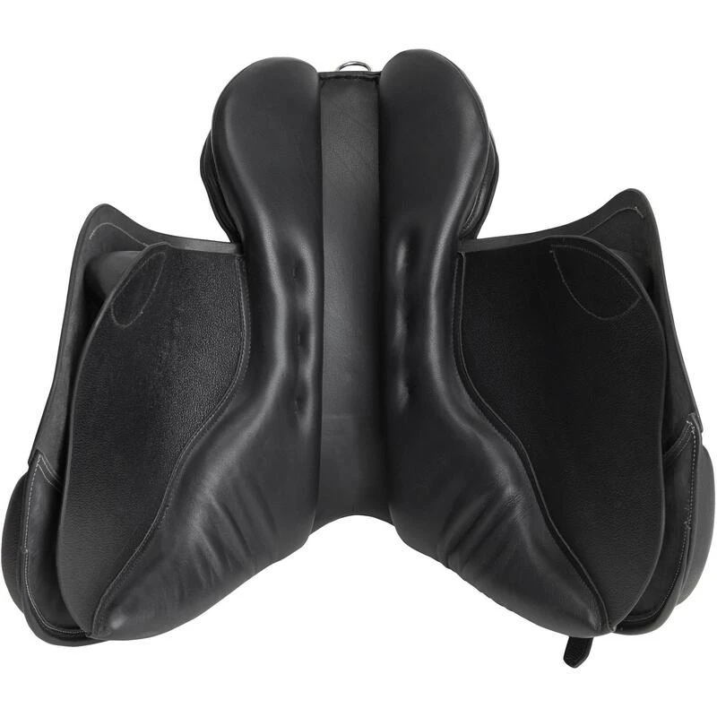 Selle Polyvalente En Cuir équipée équitation Cheval Et Poney SCHOOLING Noir 16"5 – Image 3