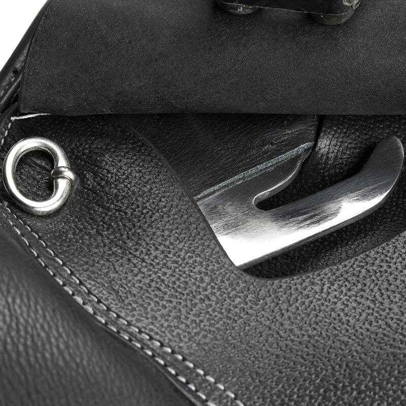 Selle Polyvalente En Cuir équipée équitation Cheval Et Poney SCHOOLING Noir 16"5 – Image 8