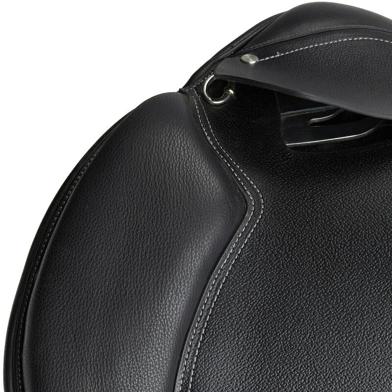 Selle Polyvalente En Cuir équipée équitation Cheval Et Poney SCHOOLING Noir 16"5 – Image 10