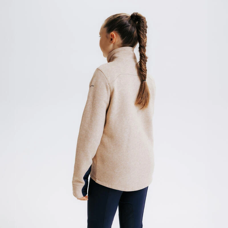Sweat équitation Bi-matière Zippé Enfant - 500 Marine Et Beige Nougat – Image 5