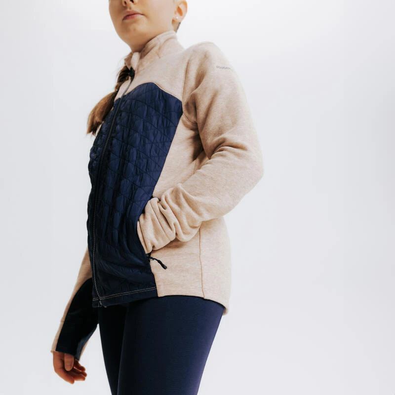 Sweat équitation Bi-matière Zippé Enfant - 500 Marine Et Beige Nougat – Image 6