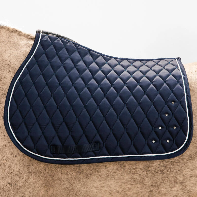 Tapis De Selle équitation Strass Cheval Et Poney - 500 Marine – Image 4